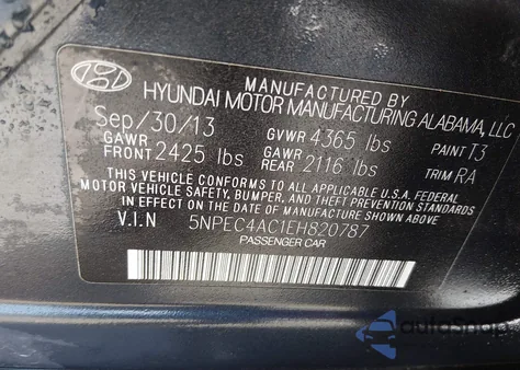 2014 Hyundai Sonata Se z USA, uszkodzony, nr VIN 5NPEC4AC1EH820787